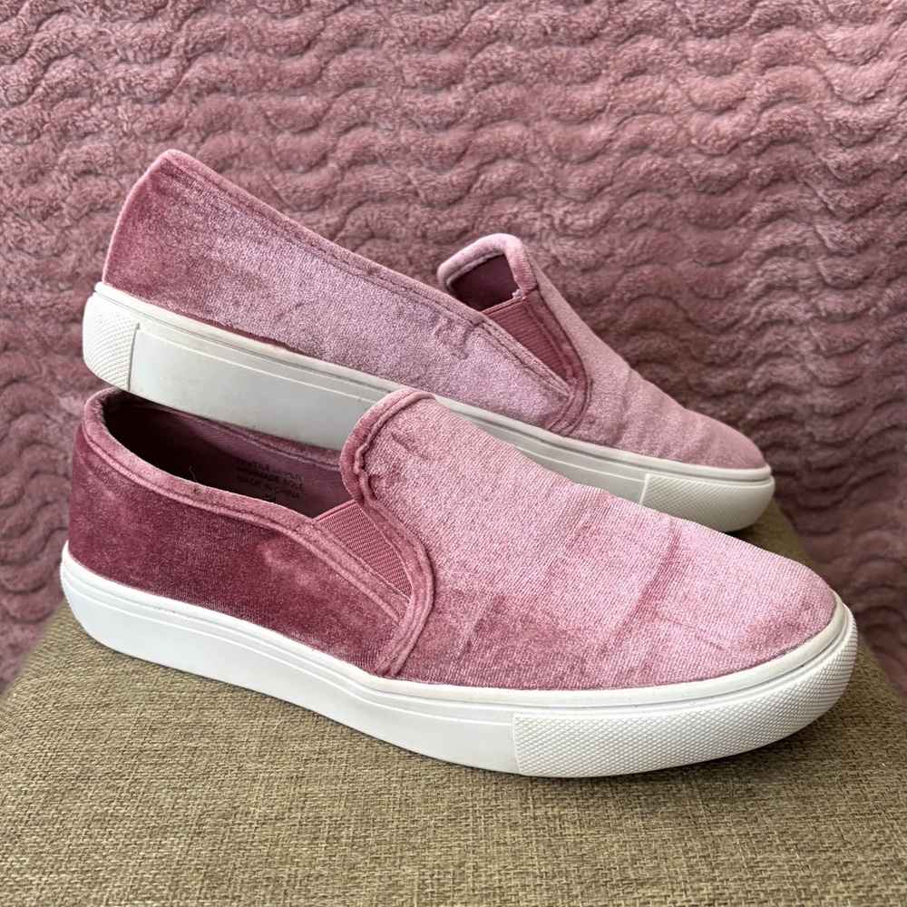 LOFT Pink Velvet Slip-On Sneakers